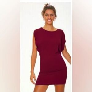 NWT! Capella Burgundy Mini Dress With Dolmon Sleeves Size Small